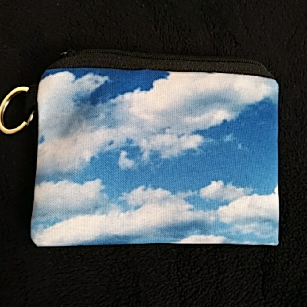 NEW - Change purse or coin bag - Blue sky- clouds